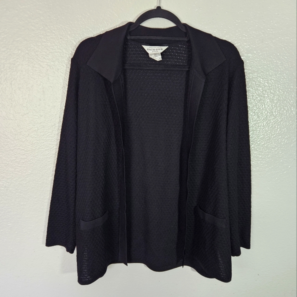 Misook Petite Black Knit Cardigan Size XS